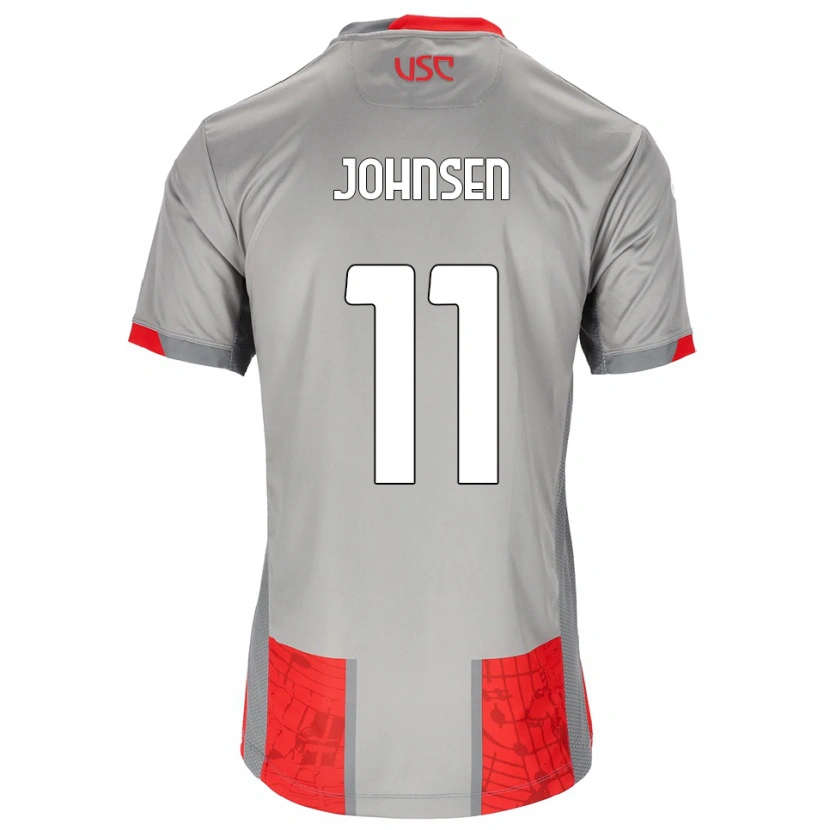 Danxen Mænd Dennis Johnsen #11 Rød Grå Hjemmebane Spillertrøjer 2025/26 Trøje T-Shirt