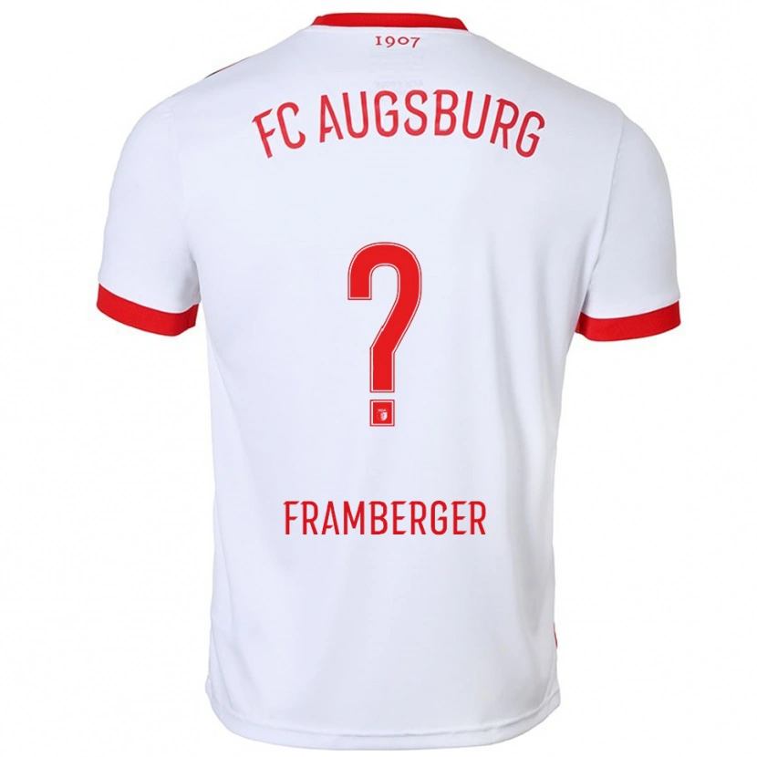 Danxen Mænd Raphael Framberger #0 Hvid Rød Hjemmebane Spillertrøjer 2025/26 Trøje T-Shirt