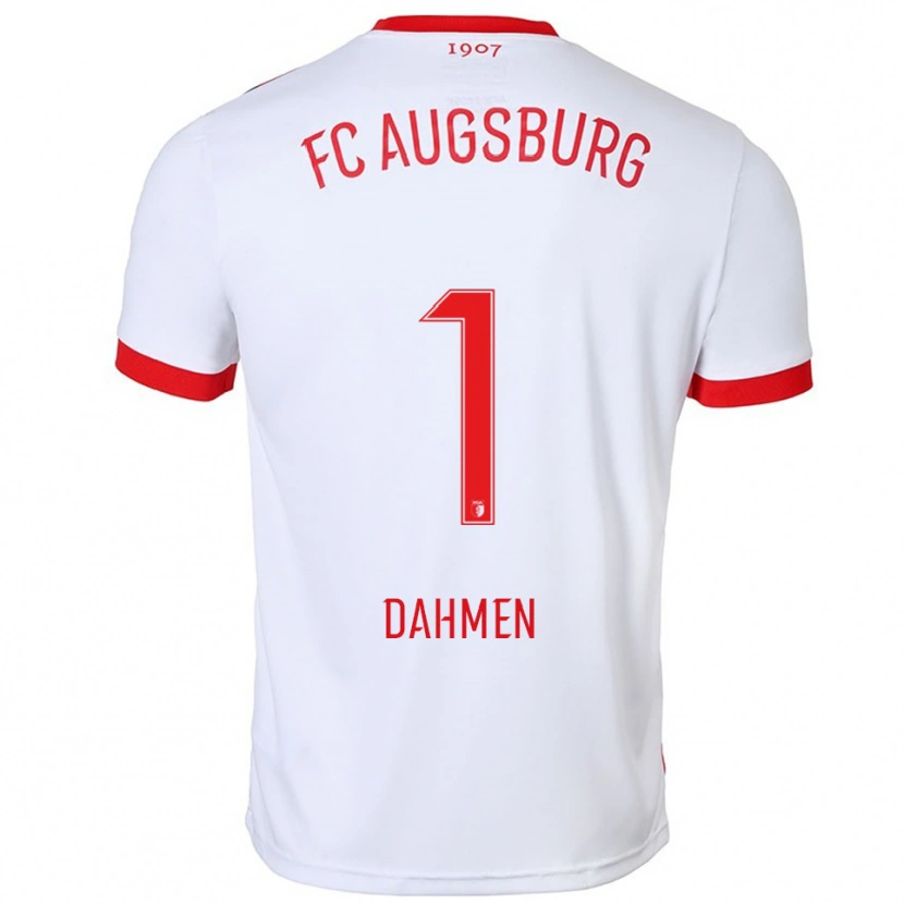 Danxen Mænd Finn Dahmen #1 Hvid Rød Hjemmebane Spillertrøjer 2025/26 Trøje T-Shirt