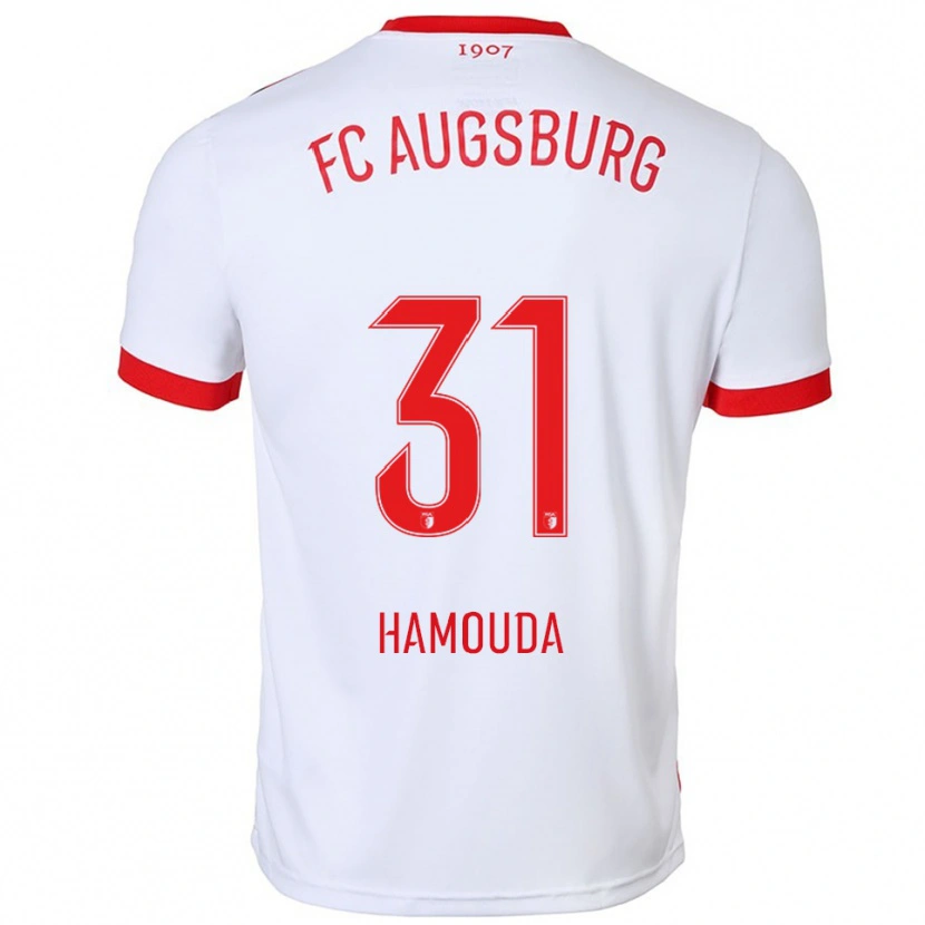 Danxen Mænd Hania Hamouda #31 Hvid Rød Hjemmebane Spillertrøjer 2025/26 Trøje T-Shirt