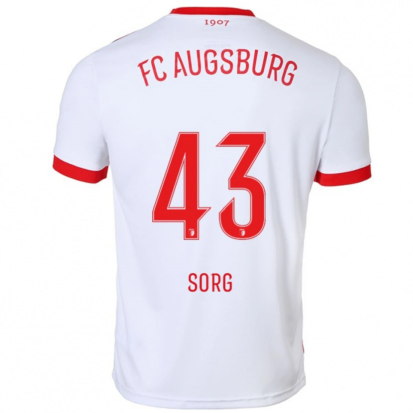 Danxen Mænd Oliver Sorg #43 Hvid Rød Hjemmebane Spillertrøjer 2025/26 Trøje T-Shirt