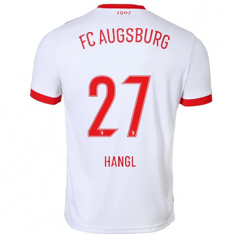 Danxen Mænd Florian Hangl #27 Hvid Rød Hjemmebane Spillertrøjer 2025/26 Trøje T-Shirt