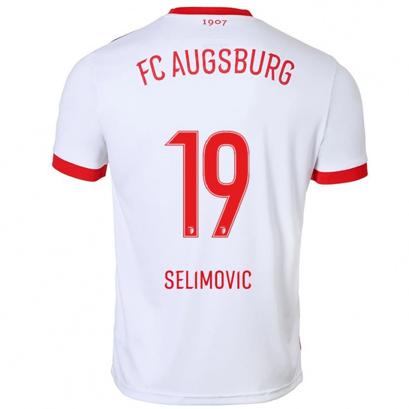 Danxen Mænd Amar Selimovic #19 Hvid Rød Hjemmebane Spillertrøjer 2025/26 Trøje T-Shirt