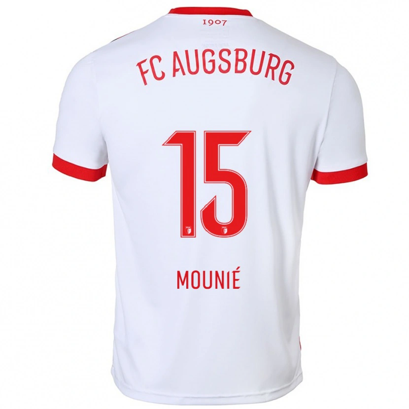 Danxen Mænd Steve Mounié #15 Hvid Rød Hjemmebane Spillertrøjer 2025/26 Trøje T-Shirt