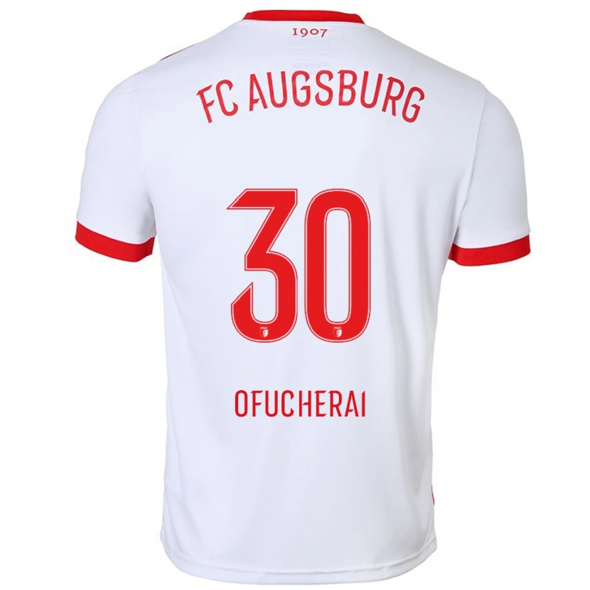 Danxen Mænd Isaac Ofucherai #30 Hvid Rød Hjemmebane Spillertrøjer 2025/26 Trøje T-Shirt