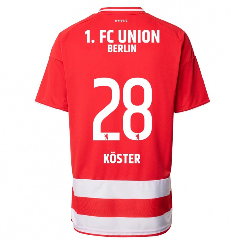 Danxen Mænd Leonie Köster #28 Rød Hvid Hjemmebane Spillertrøjer 2025/26 Trøje T-Shirt