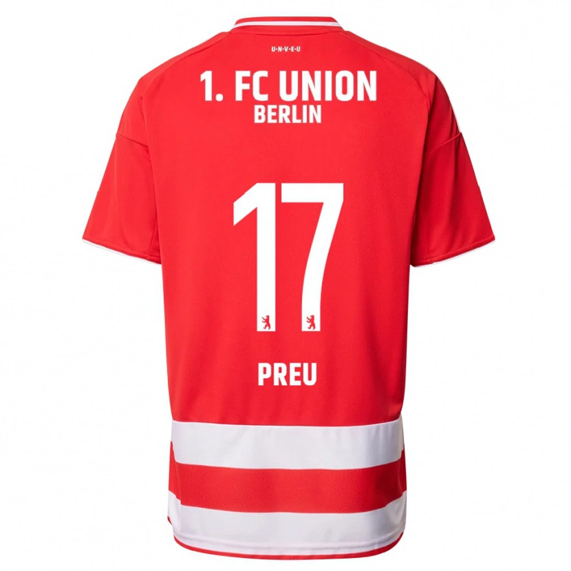 Danxen Mænd David Preu #17 Rød Hvid Hjemmebane Spillertrøjer 2025/26 Trøje T-Shirt