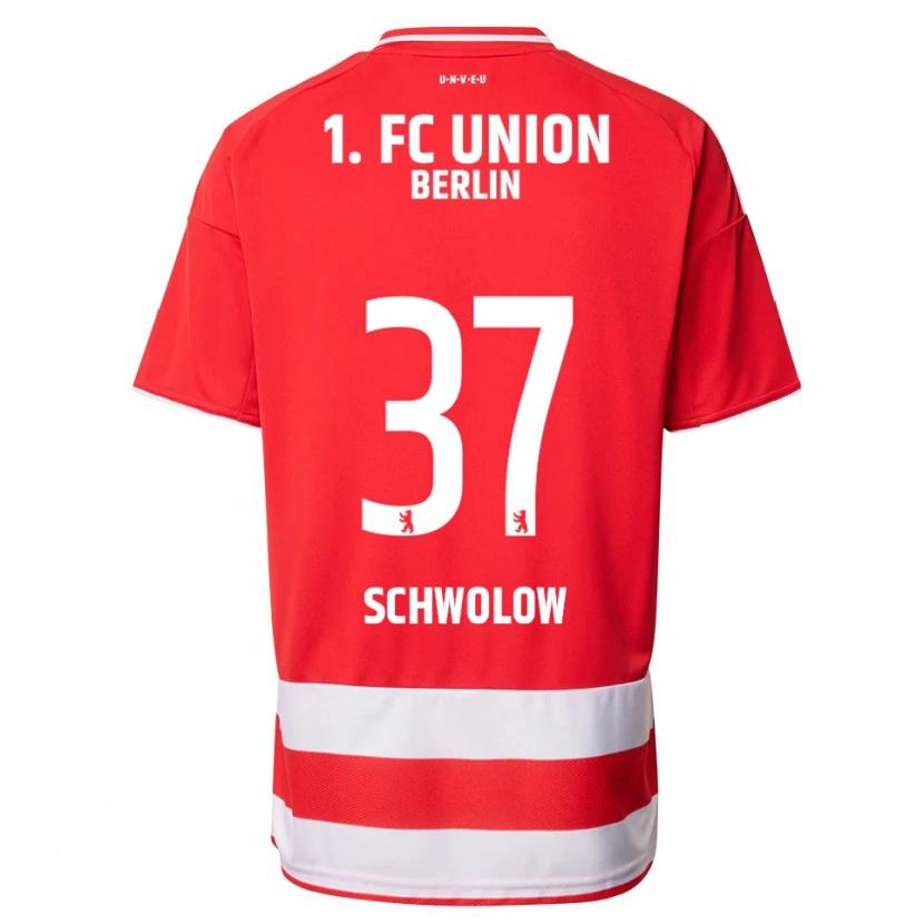 Danxen Mænd Alexander Schwolow #37 Rød Hvid Hjemmebane Spillertrøjer 2025/26 Trøje T-Shirt