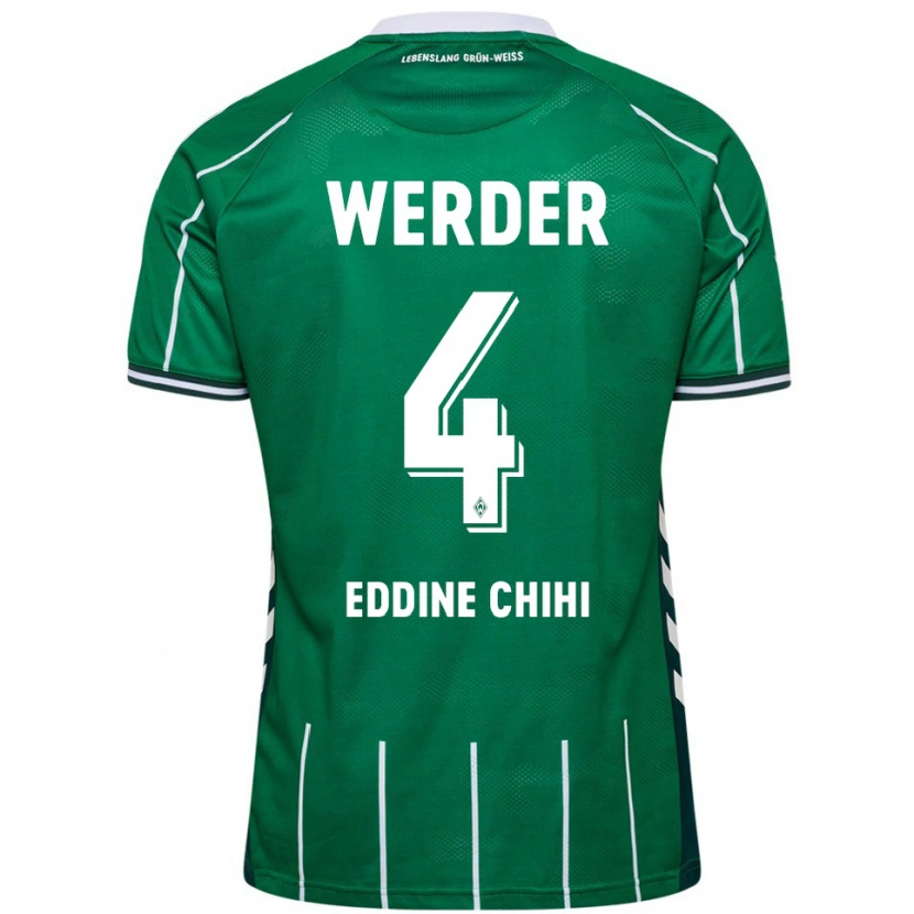 Danxen Mænd Dhia Eddine Chihi #4 Grøn Hvid Hjemmebane Spillertrøjer 2025/26 Trøje T-Shirt