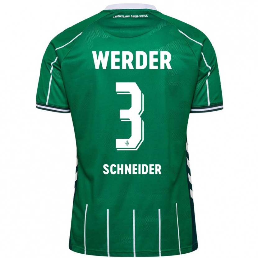 Danxen Mænd Dieter Schneider #3 Grøn Hvid Hjemmebane Spillertrøjer 2025/26 Trøje T-Shirt
