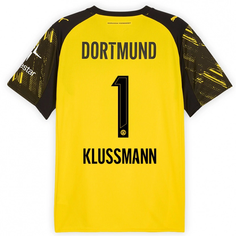 Danxen Mænd Leon Klußmann #1 Gul Sort Hjemmebane Spillertrøjer 2025/26 Trøje T-Shirt