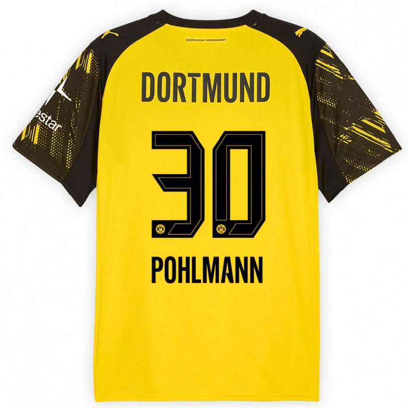 Danxen Mænd Ole Pohlmann #30 Gul Sort Hjemmebane Spillertrøjer 2025/26 Trøje T-Shirt