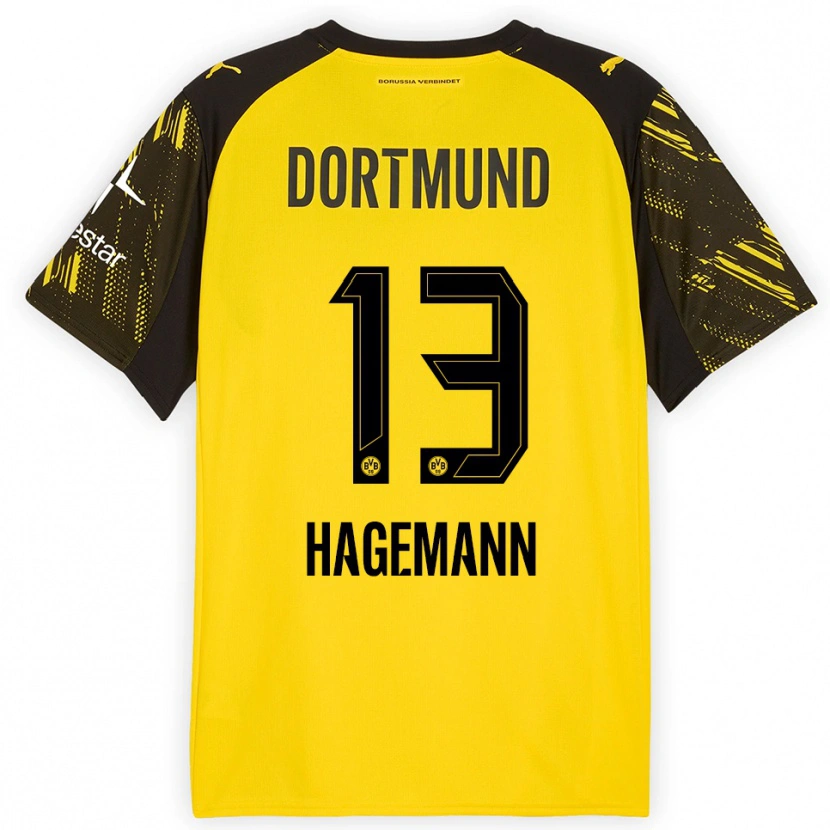 Danxen Mænd Keron Hagemann #13 Gul Sort Hjemmebane Spillertrøjer 2025/26 Trøje T-Shirt