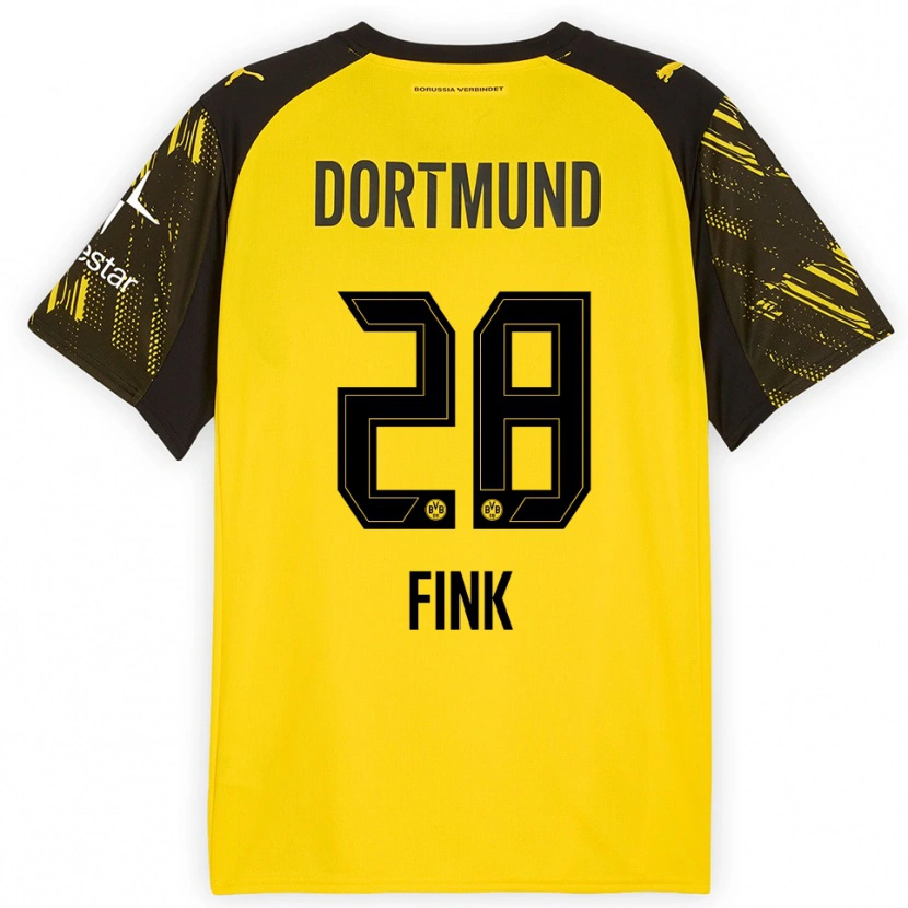 Danxen Mænd Bradley Fink #28 Gul Sort Hjemmebane Spillertrøjer 2025/26 Trøje T-Shirt