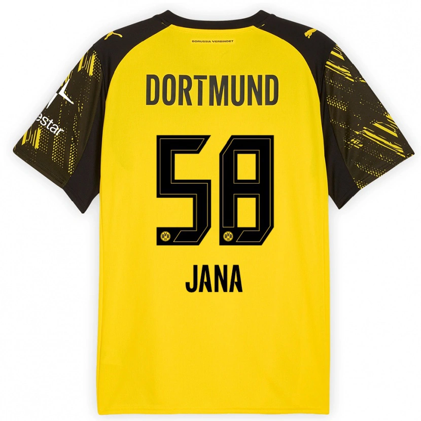 Danxen Mænd Nordberg Jana #58 Gul Sort Hjemmebane Spillertrøjer 2025/26 Trøje T-Shirt