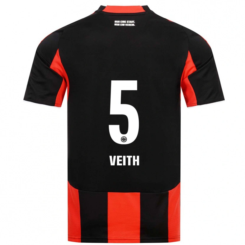 Danxen Mænd Titus Veith #5 Sort Rød Hjemmebane Spillertrøjer 2025/26 Trøje T-Shirt