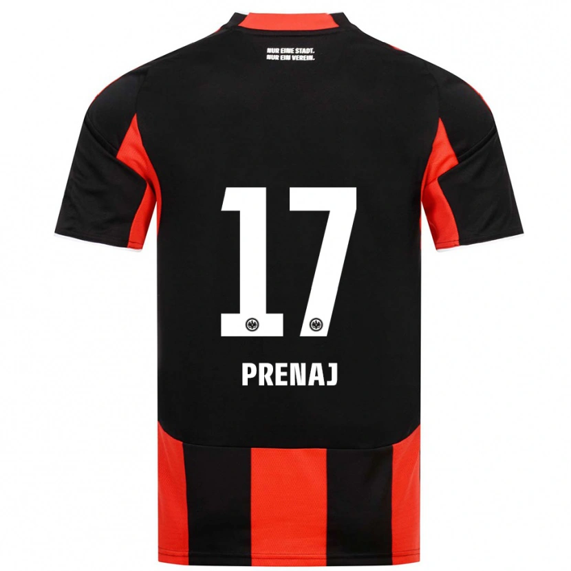 Danxen Mænd Christian Prenaj #17 Sort Rød Hjemmebane Spillertrøjer 2025/26 Trøje T-Shirt