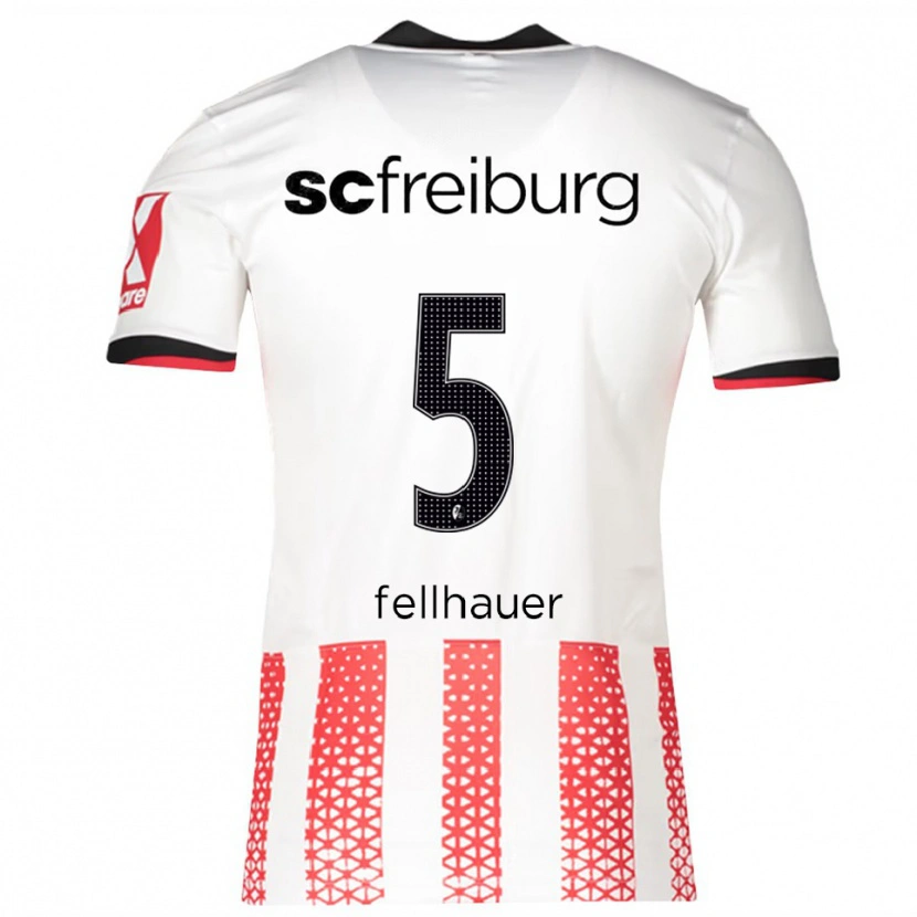 Danxen Mænd Kim Fellhauer #5 Hvid Rød Hjemmebane Spillertrøjer 2025/26 Trøje T-Shirt