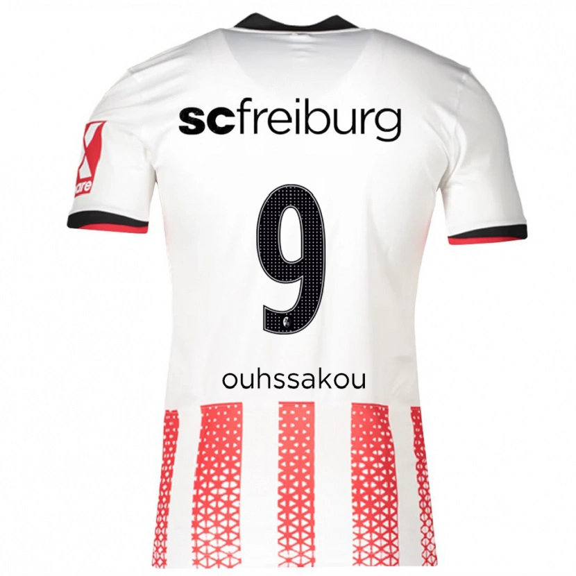 Danxen Mænd Essad Ouhssakou #9 Hvid Rød Hjemmebane Spillertrøjer 2025/26 Trøje T-Shirt