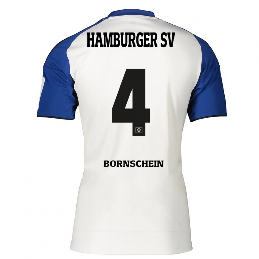 Danxen Mænd Lukas Bornschein #4 Hvid Blå Hjemmebane Spillertrøjer 2025/26 Trøje T-Shirt