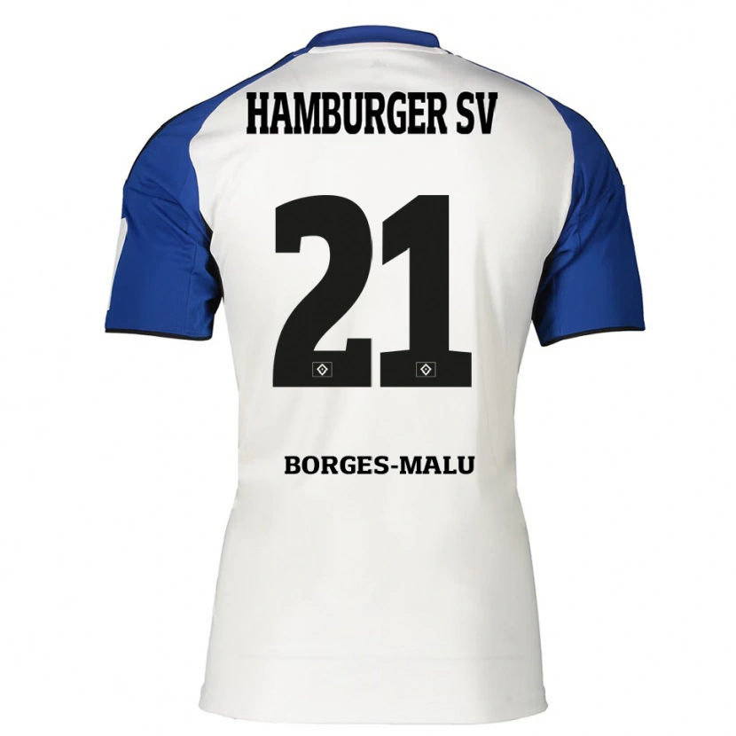 Danxen Mænd Louis Borges-Malu #21 Hvid Blå Hjemmebane Spillertrøjer 2025/26 Trøje T-Shirt