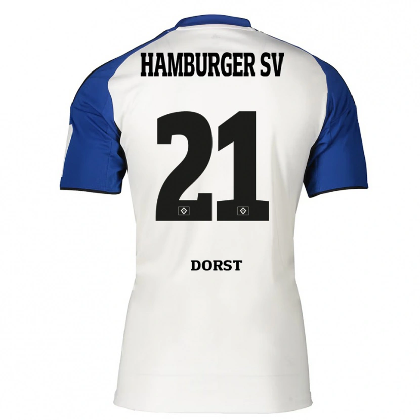 Danxen Mænd Dana Dorst #21 Hvid Blå Hjemmebane Spillertrøjer 2025/26 Trøje T-Shirt