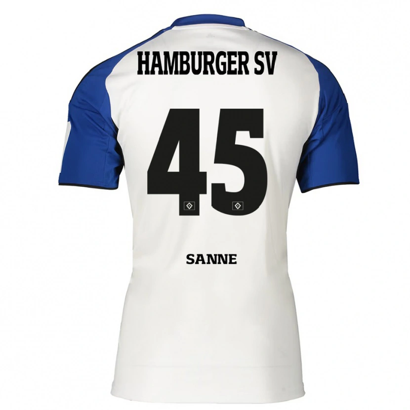 Danxen Mænd Tom Sanne #45 Hvid Blå Hjemmebane Spillertrøjer 2025/26 Trøje T-Shirt