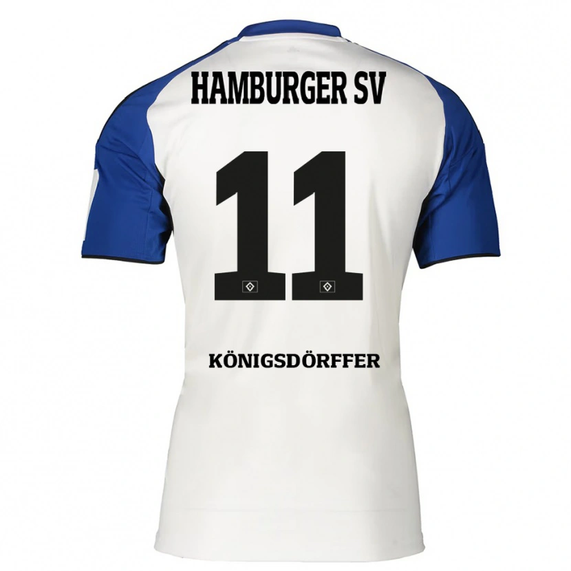 Danxen Mænd Ransford Königsdörffer #11 Hvid Blå Hjemmebane Spillertrøjer 2025/26 Trøje T-Shirt