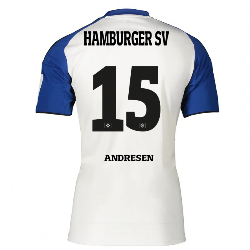 Danxen Mænd Bent Andresen #15 Hvid Blå Hjemmebane Spillertrøjer 2025/26 Trøje T-Shirt