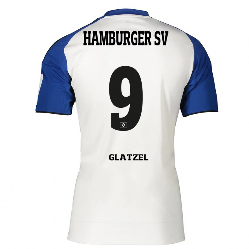 Danxen Mænd Robert Glatzel #9 Hvid Blå Hjemmebane Spillertrøjer 2025/26 Trøje T-Shirt