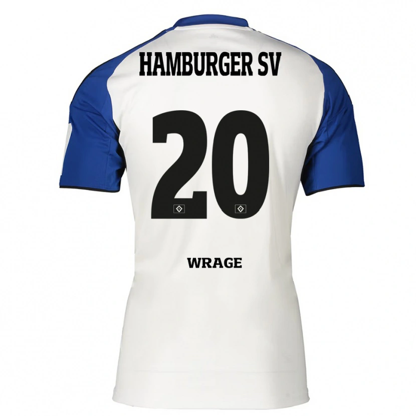 Danxen Mænd Joris Wrage #20 Hvid Blå Hjemmebane Spillertrøjer 2025/26 Trøje T-Shirt