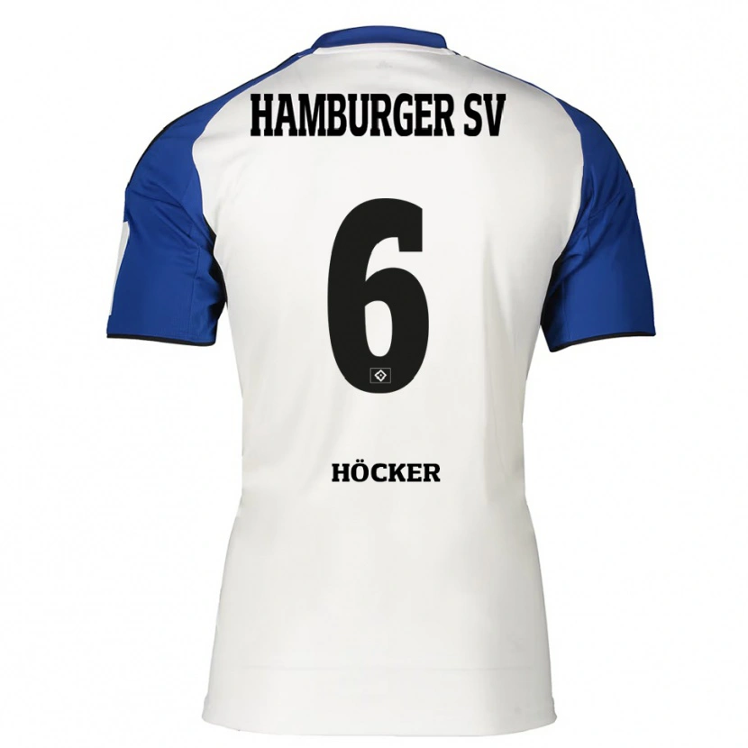 Danxen Mænd Tiziano Höcker #6 Hvid Blå Hjemmebane Spillertrøjer 2025/26 Trøje T-Shirt