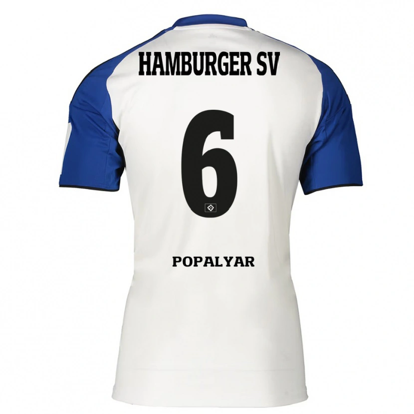 Danxen Mænd Omer Popalyar #6 Hvid Blå Hjemmebane Spillertrøjer 2025/26 Trøje T-Shirt