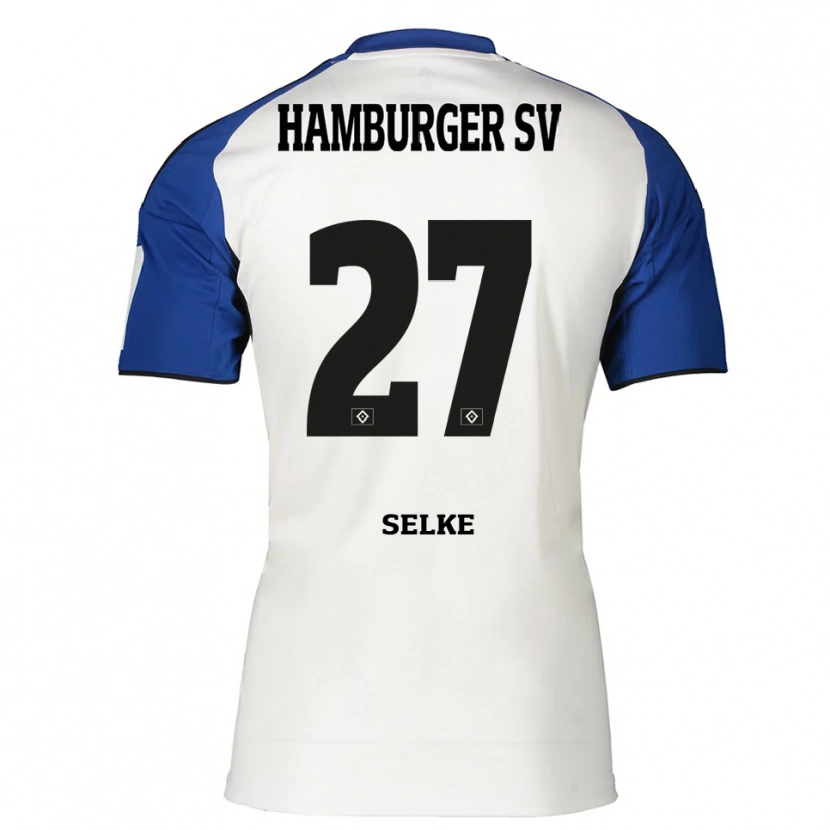 Danxen Mænd Davie Selke #27 Hvid Blå Hjemmebane Spillertrøjer 2025/26 Trøje T-Shirt