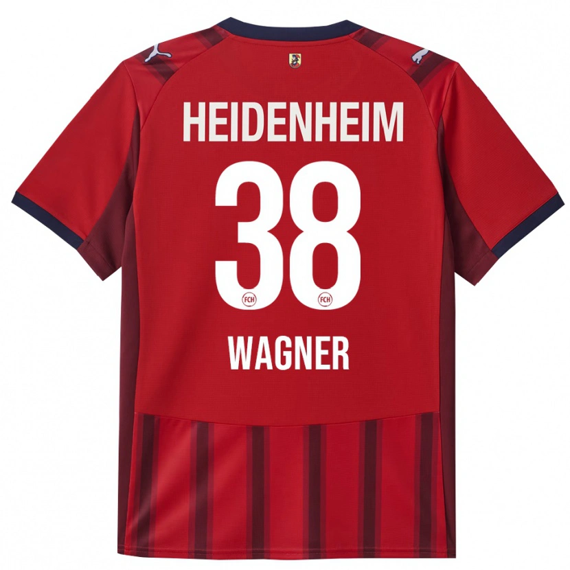 Danxen Mænd Yannik Wagner #38 Rød Navy Hjemmebane Spillertrøjer 2025/26 Trøje T-Shirt
