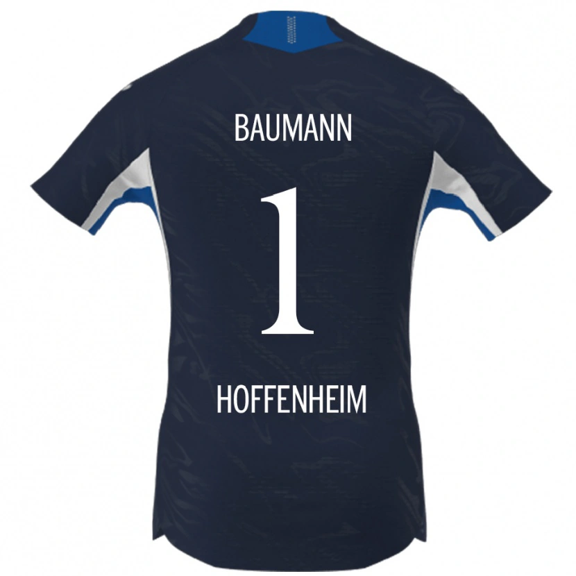 Danxen Mænd Oliver Baumann #1 Navy Hvid Hjemmebane Spillertrøjer 2025/26 Trøje T-Shirt