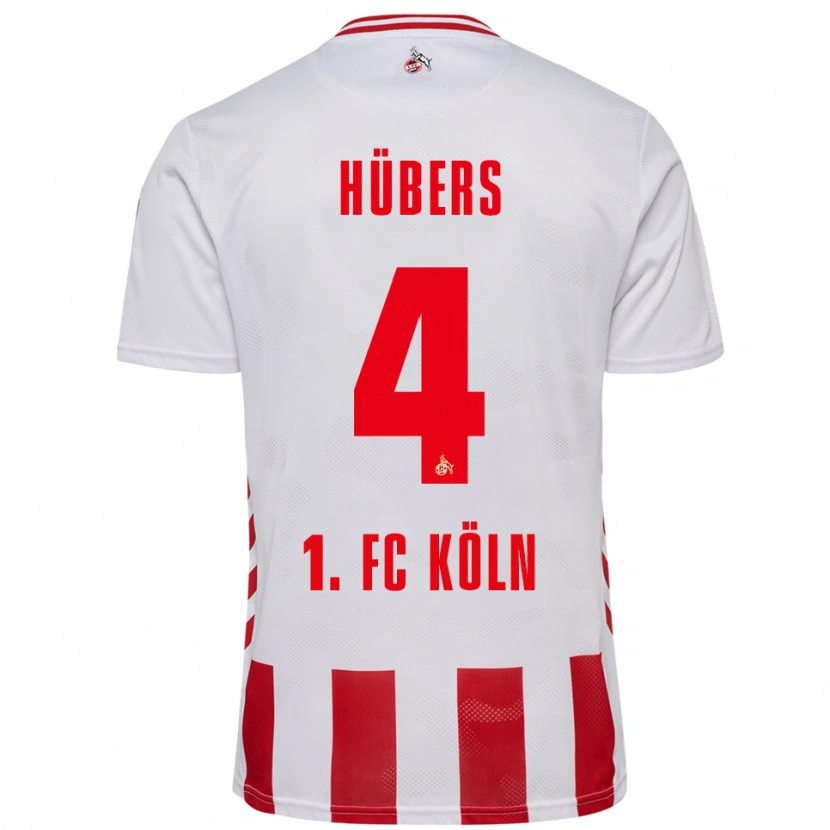 Danxen Mænd Timo Hübers #4 Hvid Rød Hjemmebane Spillertrøjer 2025/26 Trøje T-Shirt