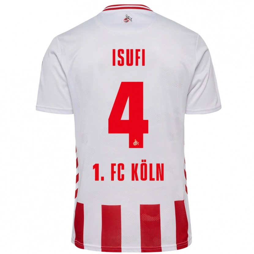 Danxen Mænd Leo Isufi #4 Hvid Rød Hjemmebane Spillertrøjer 2025/26 Trøje T-Shirt