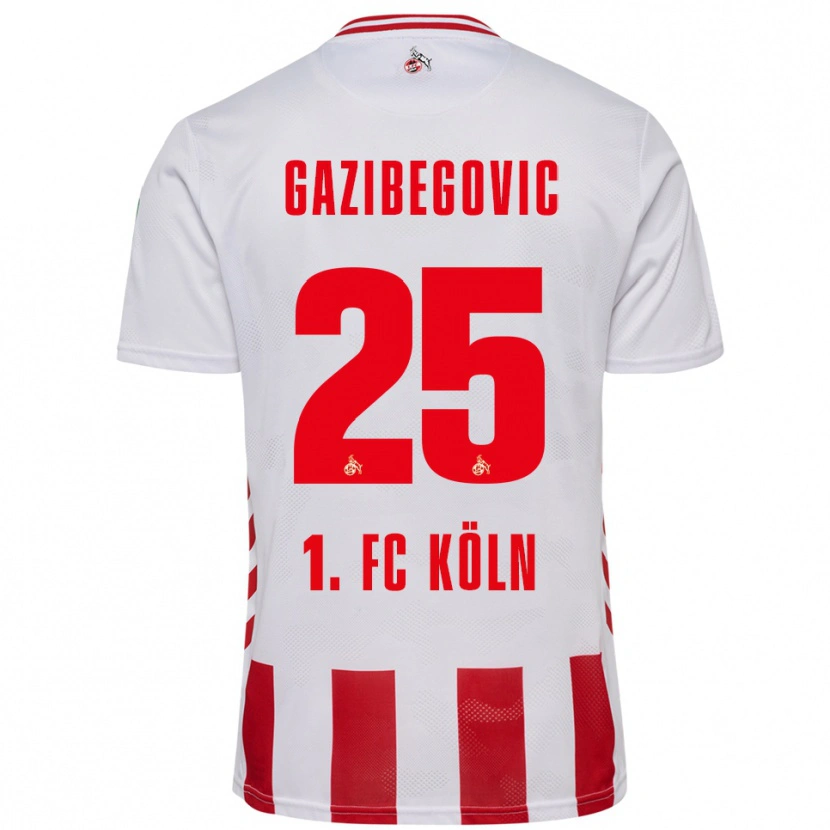 Danxen Mænd Jusuf Gazibegovic #25 Hvid Rød Hjemmebane Spillertrøjer 2025/26 Trøje T-Shirt