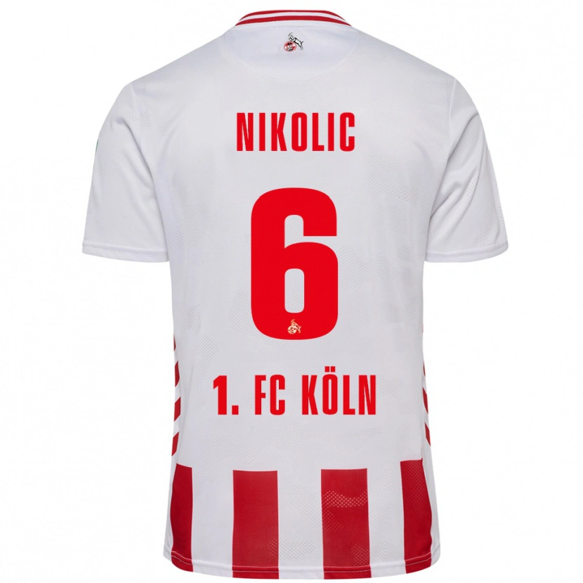 Danxen Mænd Milan Nikolic #6 Hvid Rød Hjemmebane Spillertrøjer 2025/26 Trøje T-Shirt