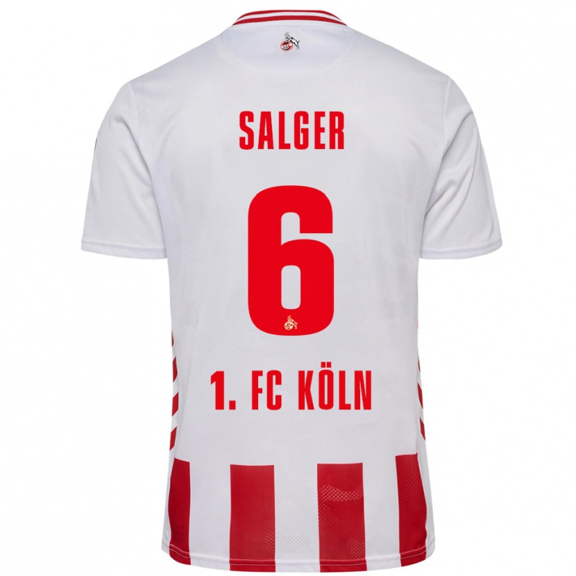 Danxen Mænd Stephan Salger #6 Hvid Rød Hjemmebane Spillertrøjer 2025/26 Trøje T-Shirt