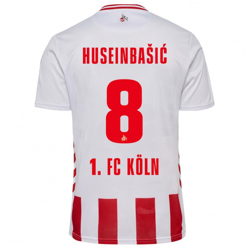 Danxen Mænd Denis Huseinbasic #8 Hvid Rød Hjemmebane Spillertrøjer 2025/26 Trøje T-Shirt
