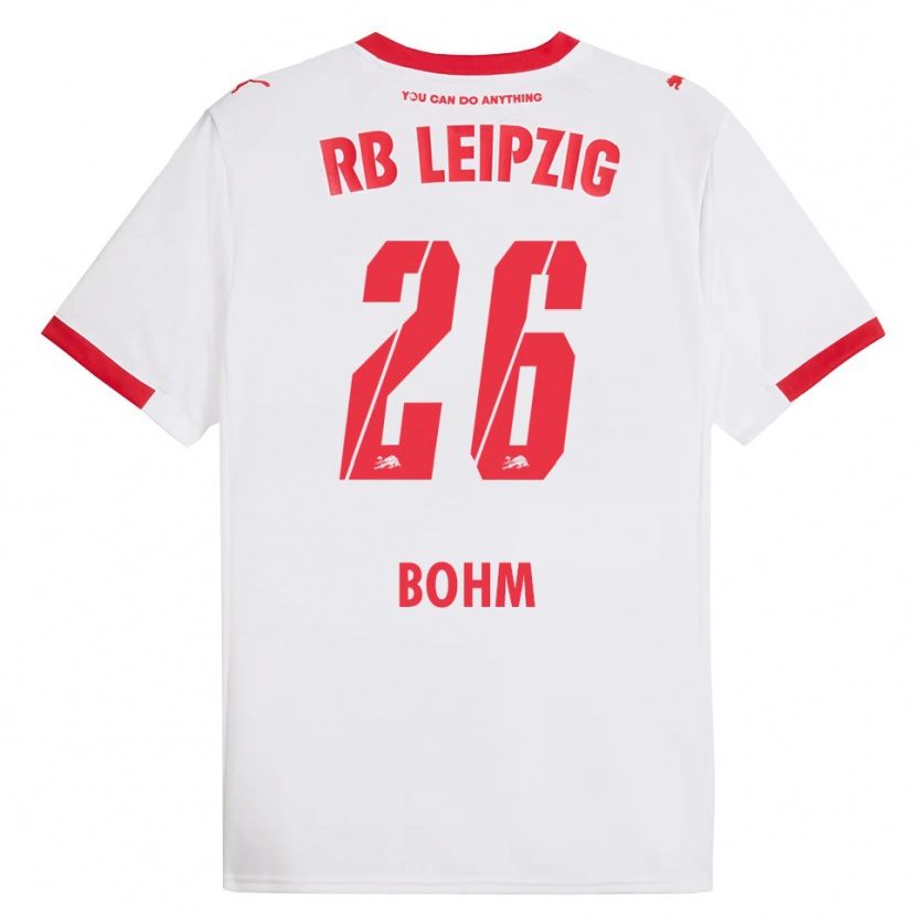 Danxen Mænd Pepe Böhm #26 Hvid Rød Hjemmebane Spillertrøjer 2025/26 Trøje T-Shirt