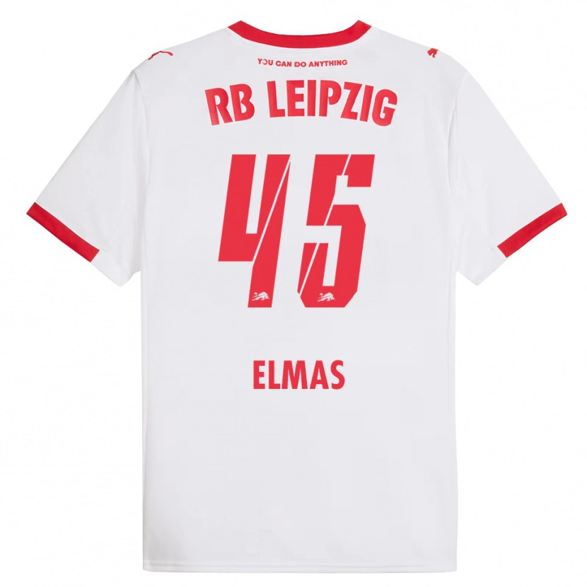 Danxen Mænd Eljif Elmas #45 Hvid Rød Hjemmebane Spillertrøjer 2025/26 Trøje T-Shirt