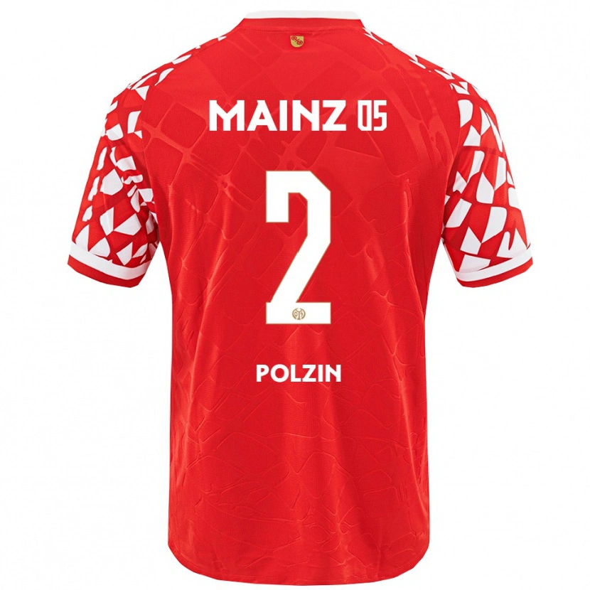 Danxen Mænd Maximilian Polzin #2 Rød Hvid Hjemmebane Spillertrøjer 2025/26 Trøje T-Shirt