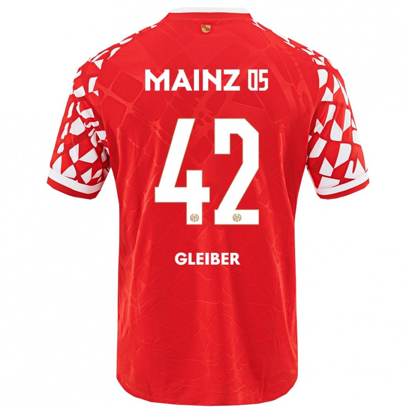 Danxen Mænd Daniel Gleiber #42 Rød Hvid Hjemmebane Spillertrøjer 2025/26 Trøje T-Shirt