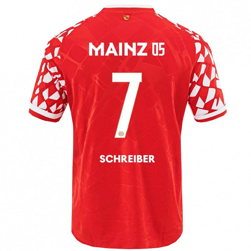 Danxen Mænd Philipp Schreiber #7 Rød Hvid Hjemmebane Spillertrøjer 2025/26 Trøje T-Shirt