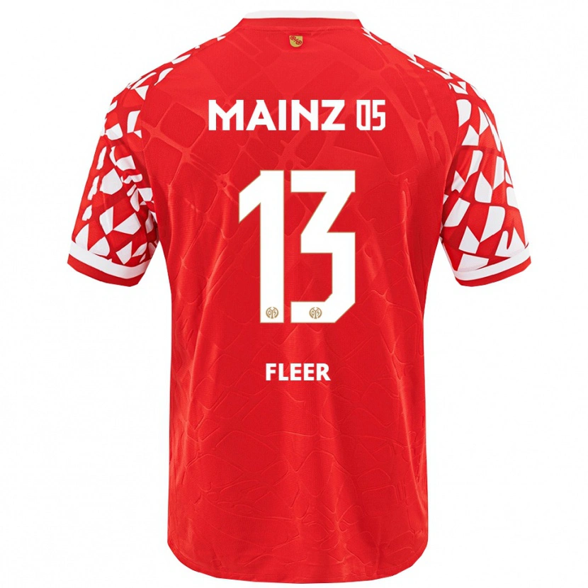 Danxen Mænd Mattis Fleer #13 Rød Hvid Hjemmebane Spillertrøjer 2025/26 Trøje T-Shirt