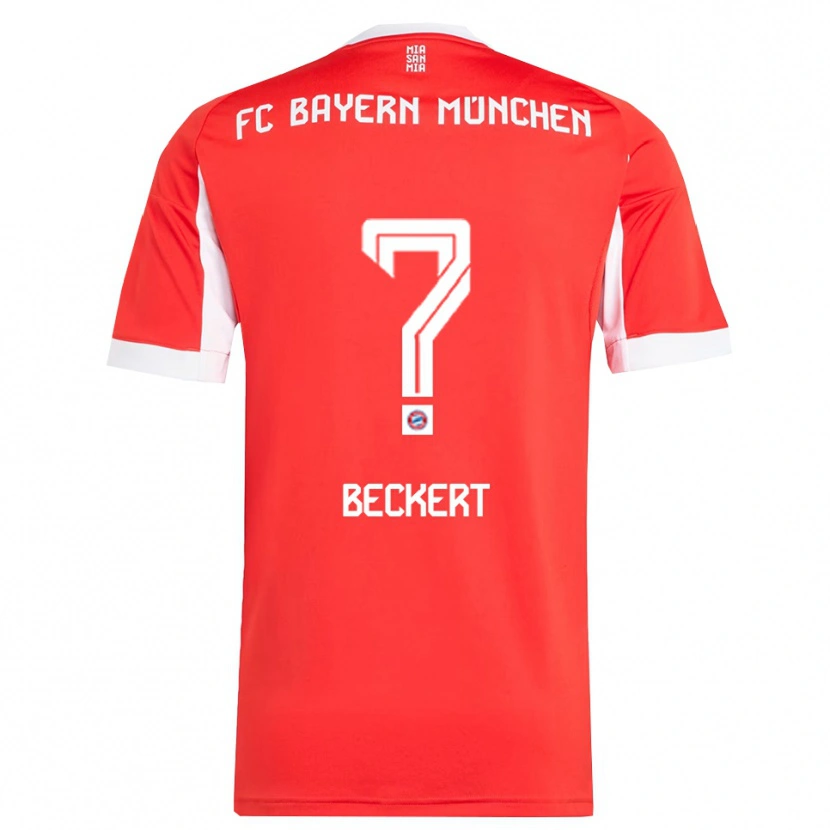 Danxen Mænd Valentin Beckert #0 Rød Hvid Hjemmebane Spillertrøjer 2025/26 Trøje T-Shirt