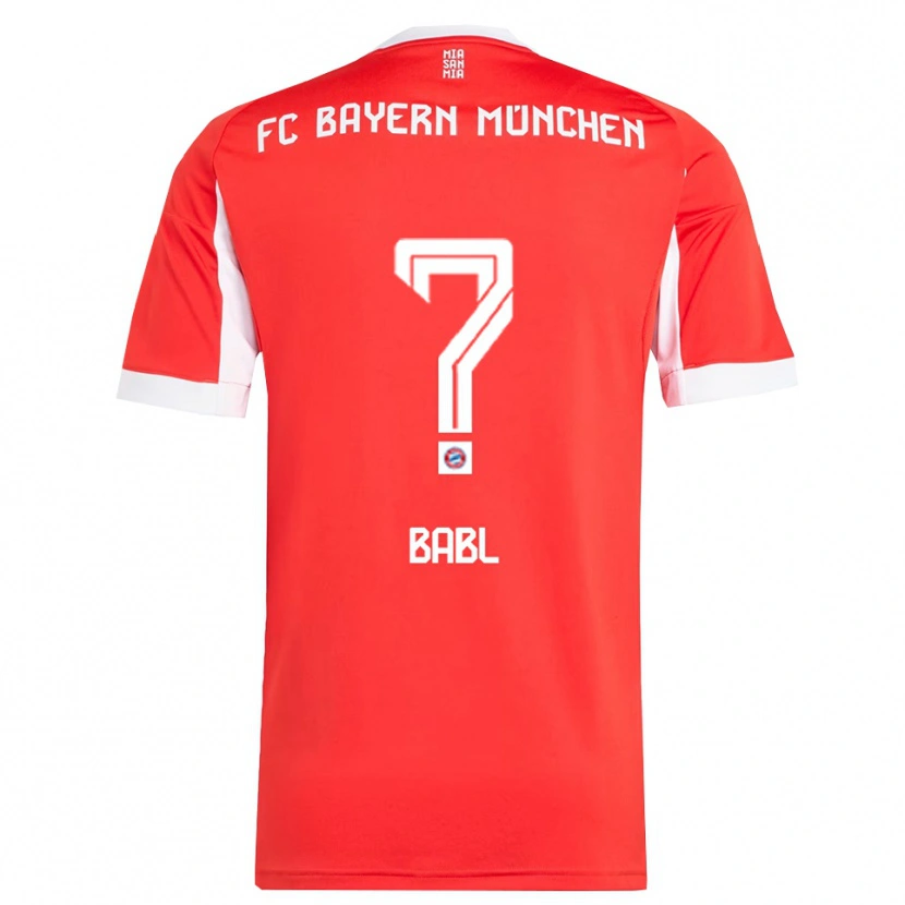 Danxen Mænd Luca Babl #0 Rød Hvid Hjemmebane Spillertrøjer 2025/26 Trøje T-Shirt